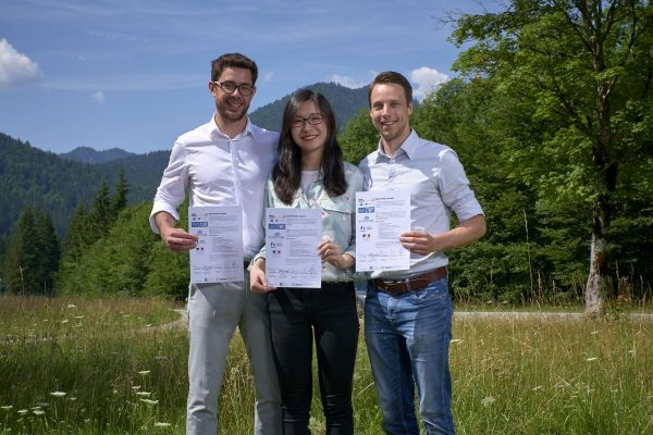 Winners of the research poster award: Matthias Zöhrer, Graz University of Technology; Dantong Ge, Beijing Institute of Technology; Felix Batsch, Coventry University.